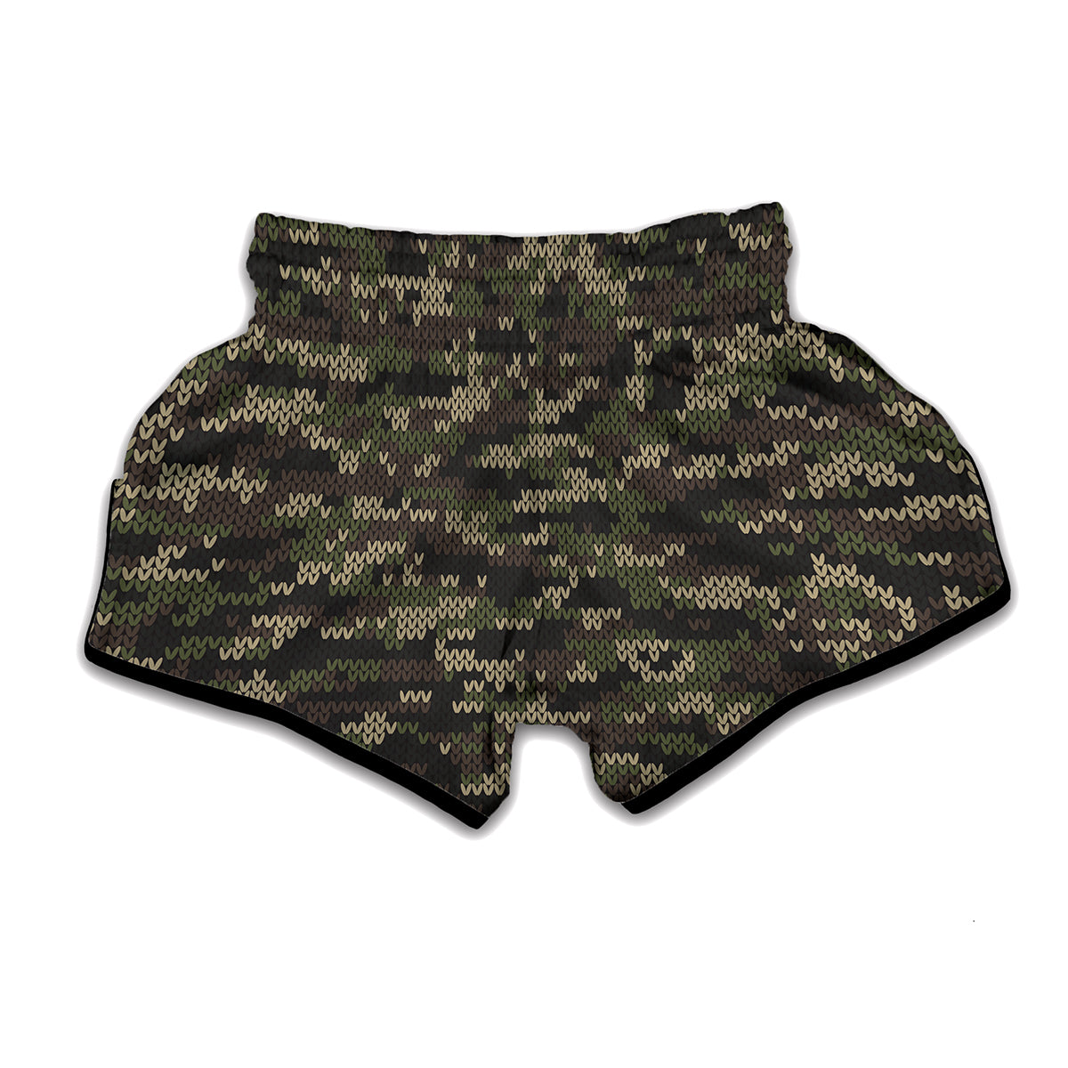 Army Camouflage Knitted Pattern Print Muay Thai Boxing Shorts