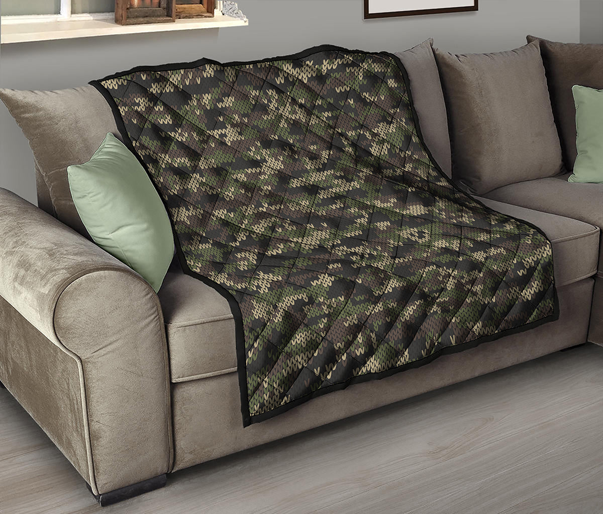 Army Camouflage Knitted Pattern Print Quilt