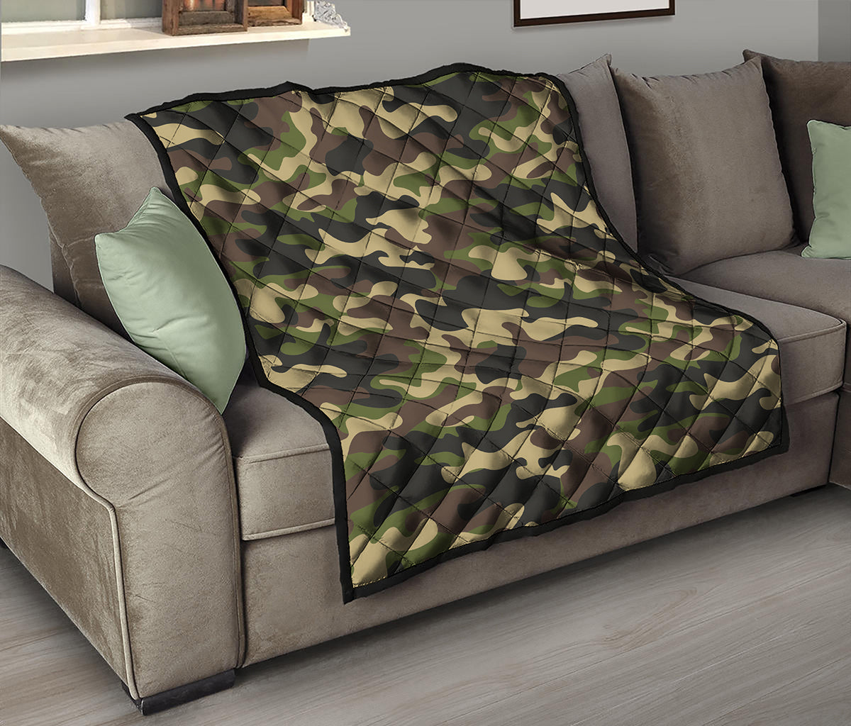 Army Green Camouflage Print Quilt