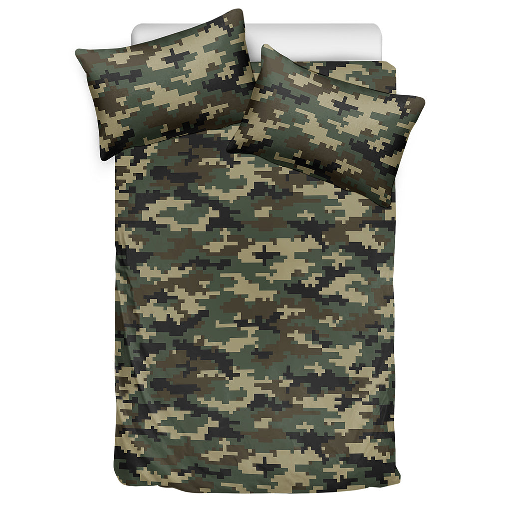 Army Green Digital Camo Pattern Print Duvet Cover Bedding Set