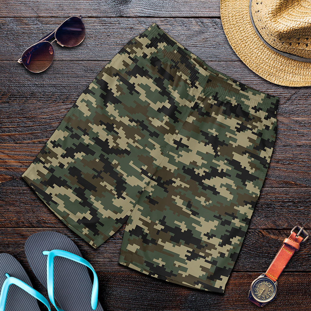 Army Green Digital Camo Pattern Print Men's Shorts