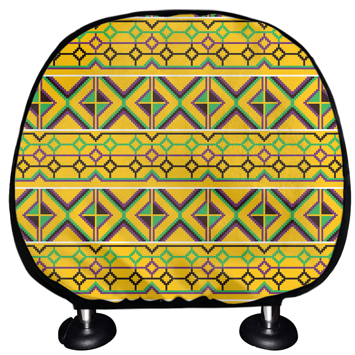 Asante Kente Pattern Print Car Headrest Covers