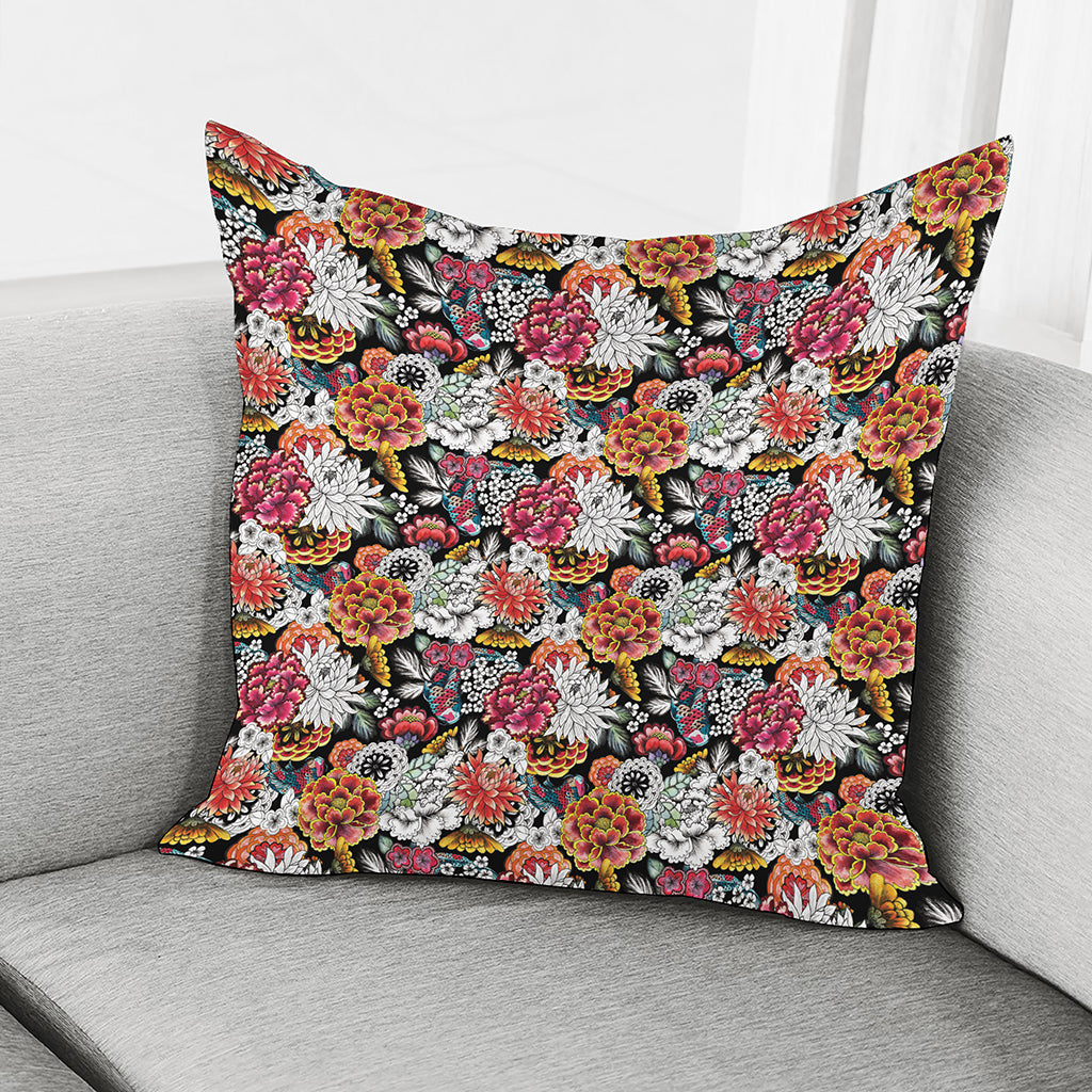 Asian Chrysanthemum Pattern Print Pillow Cover