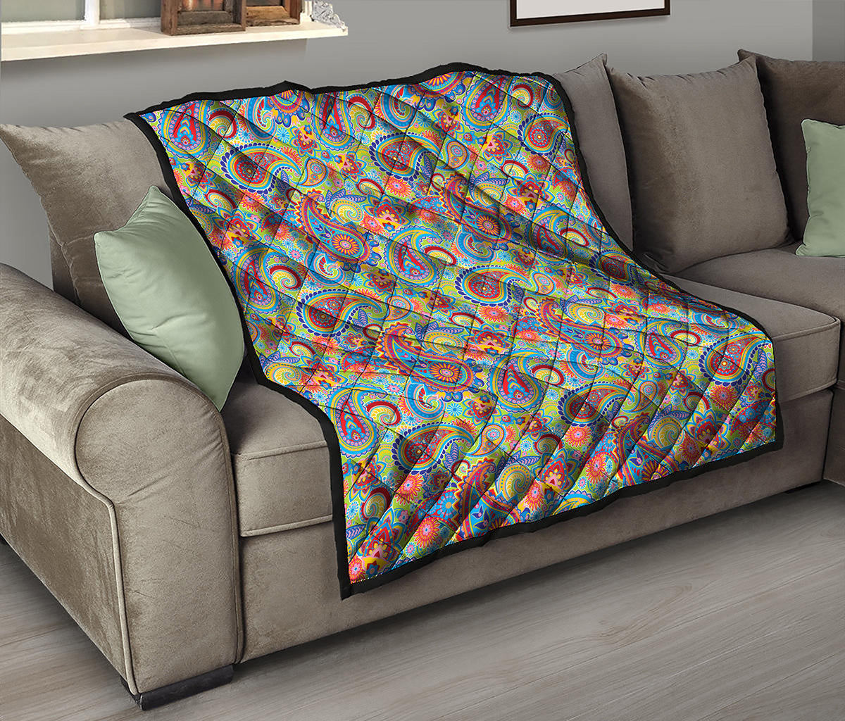 Asian Paisley Pattern Print Quilt