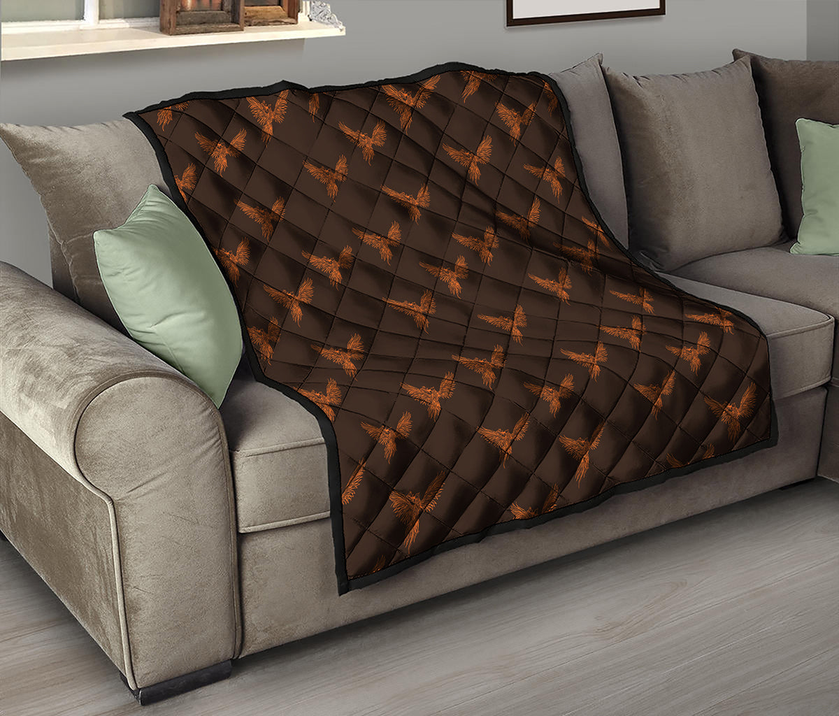 Asian Phoenix Pattern Print Quilt