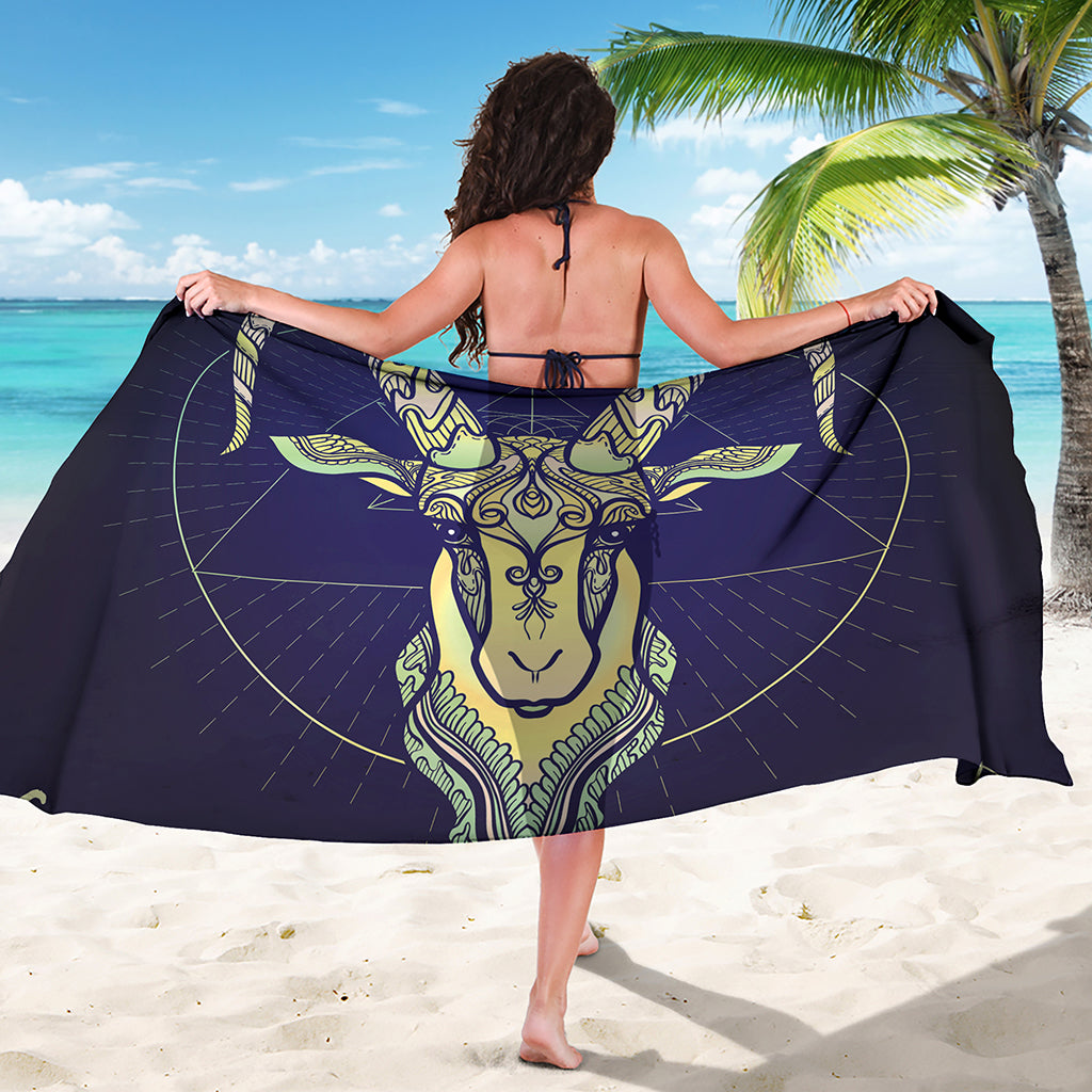 Astrological Capricorn Sign Print Beach Sarong Wrap