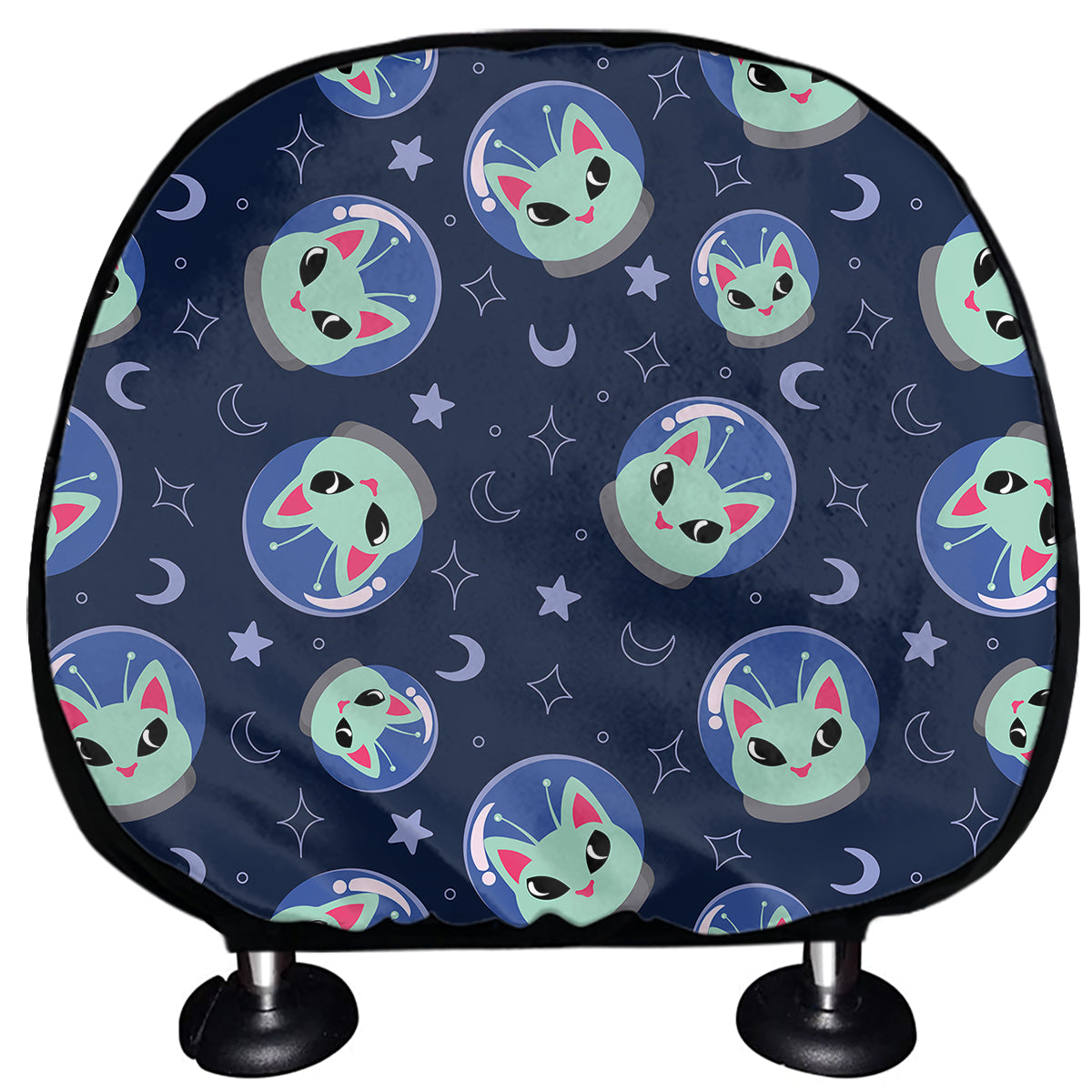 Astronaut Alien Cat Print Car Headrest Covers