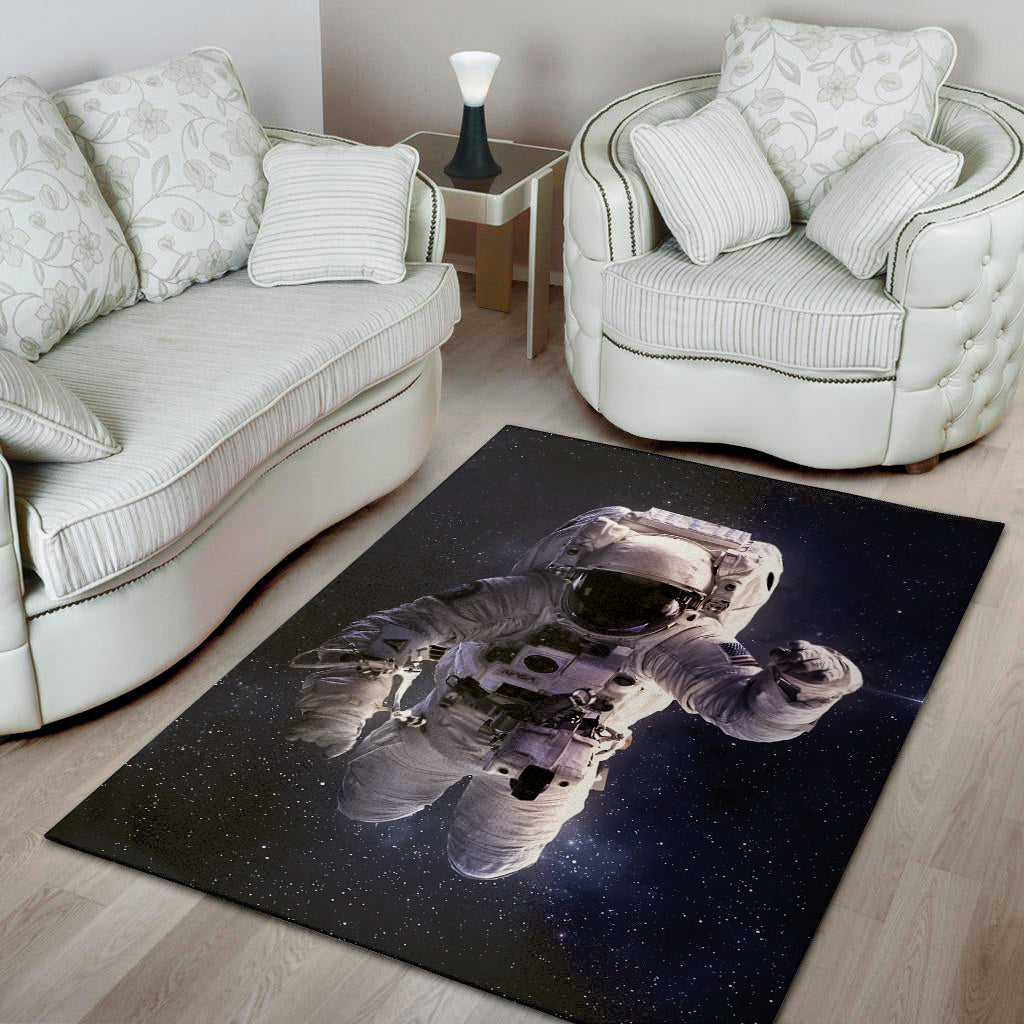 Astronaut Floating In Outer Space Print Area Rug