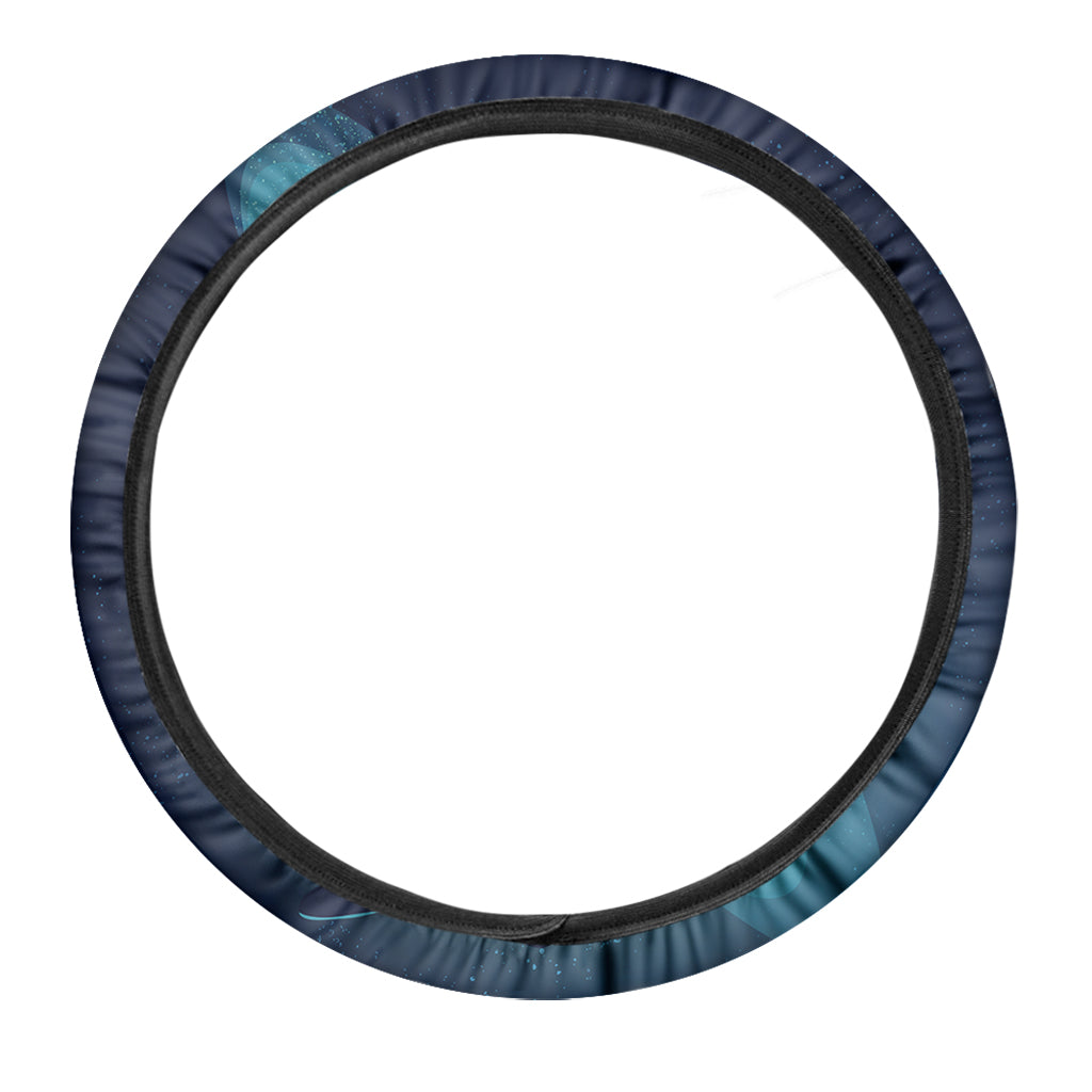 Astronaut Floating Through Space Print Car Steering Wheel Cover