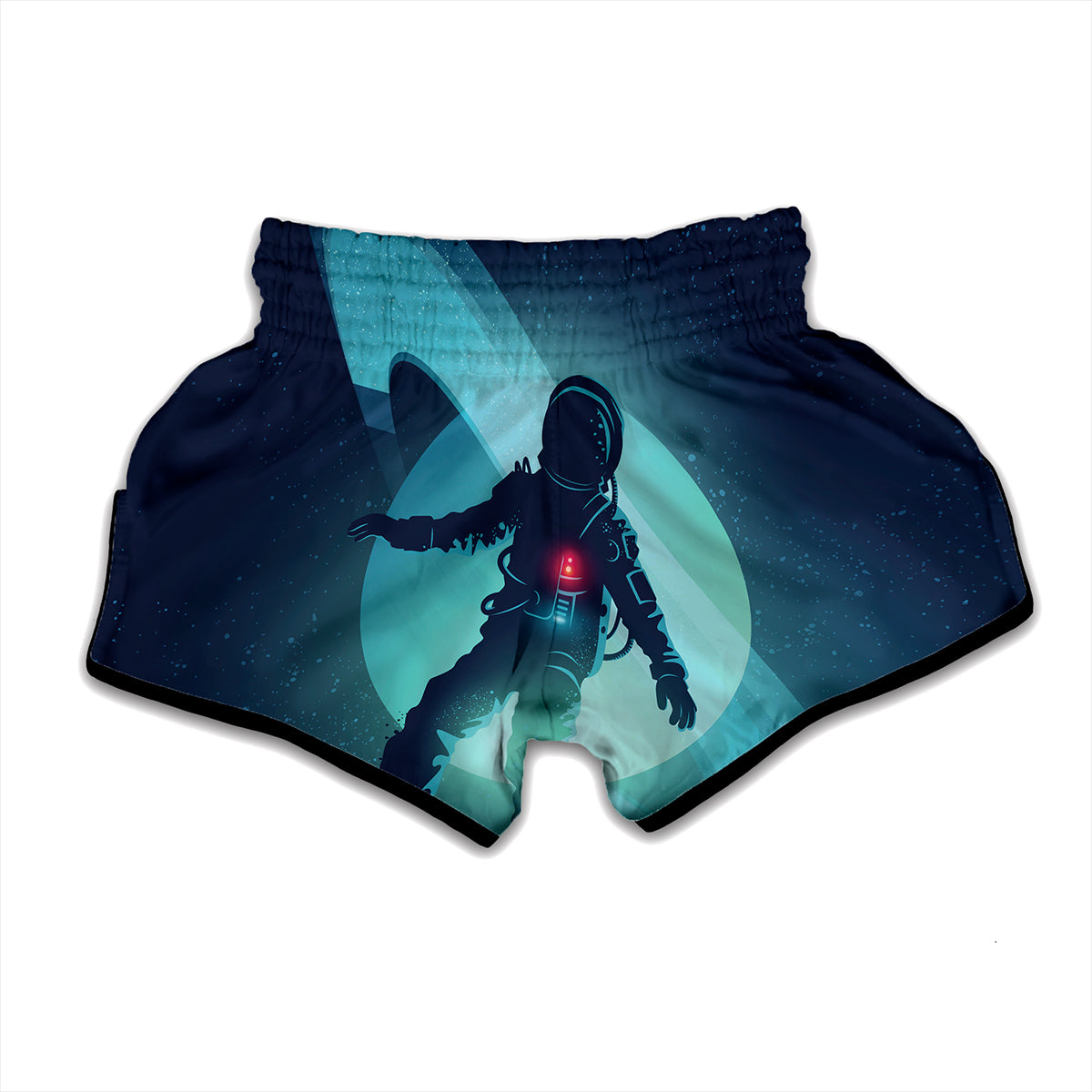 Astronaut Floating Through Space Print Muay Thai Boxing Shorts