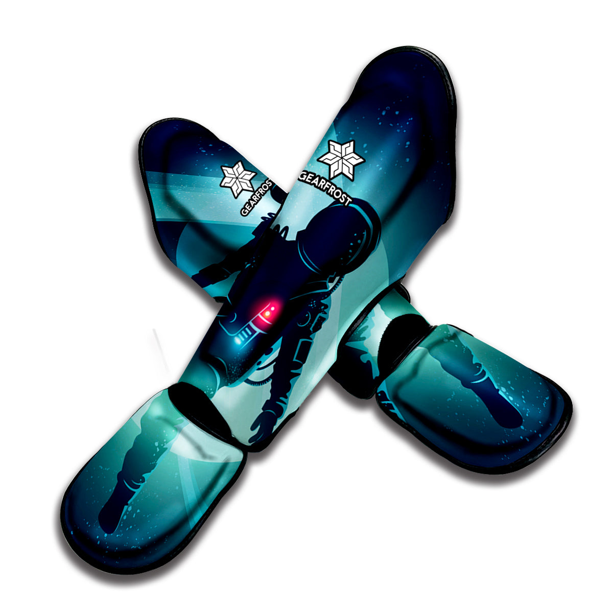 Astronaut Floating Through Space Print Muay Thai Shin Guard