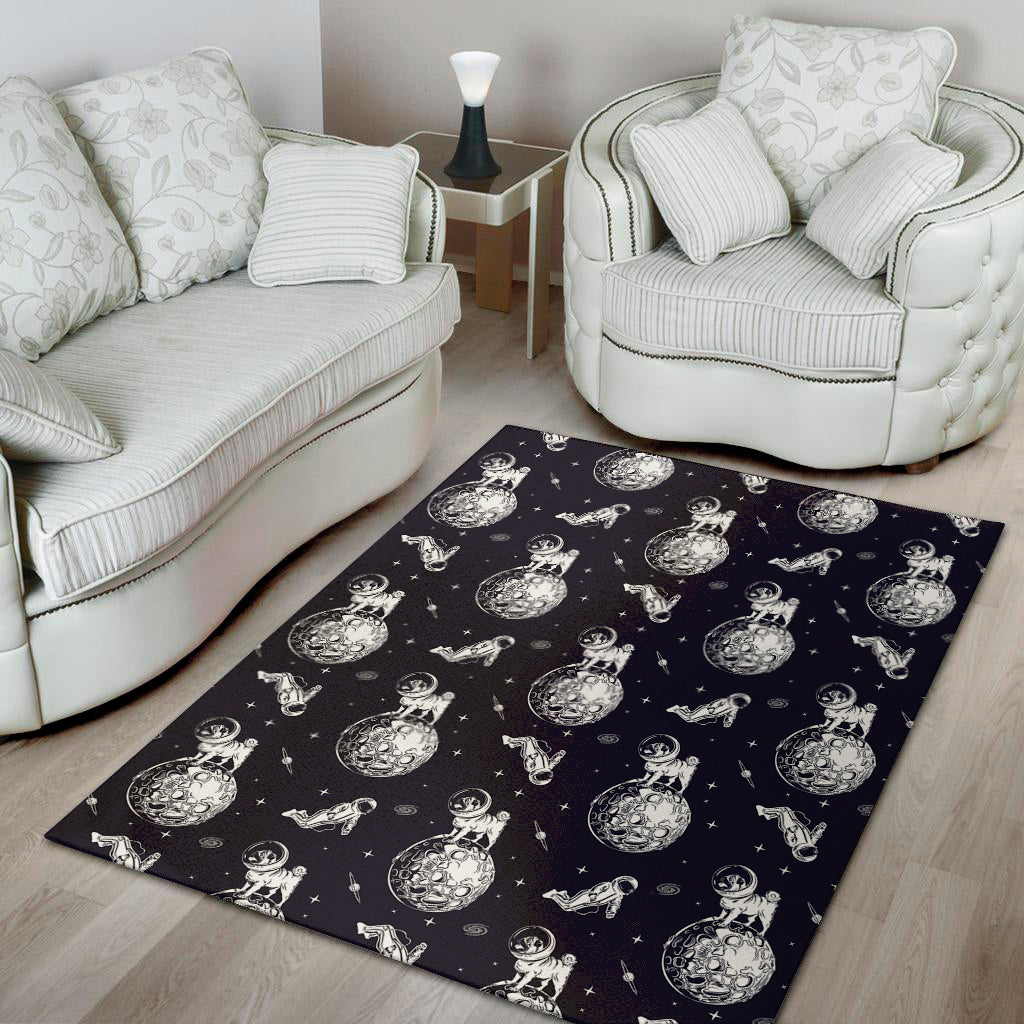 Astronaut Pug In Space Pattern Print Area Rug