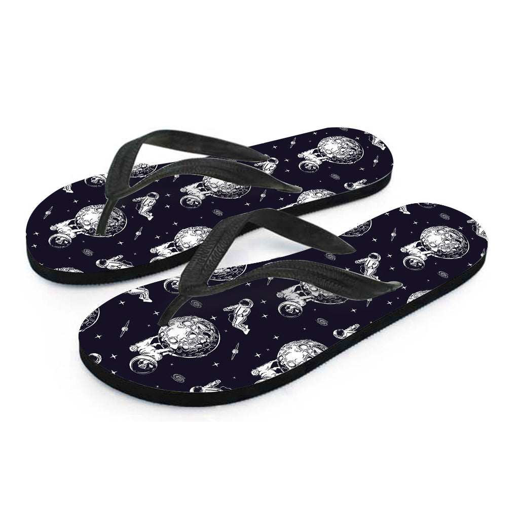 Astronaut Pug In Space Pattern Print Flip Flops