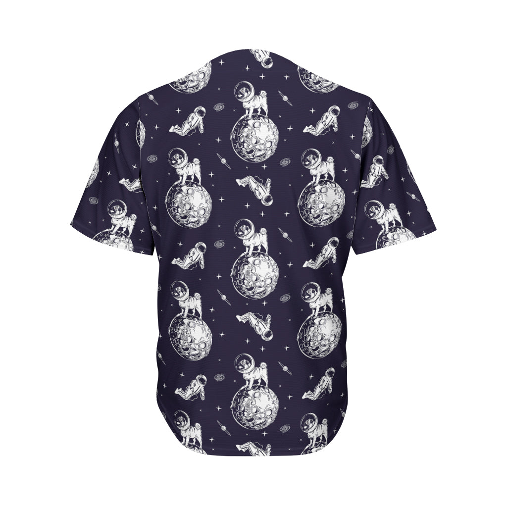 Astronaut Pug In Space Pattern Print Men's Baseball Jersey