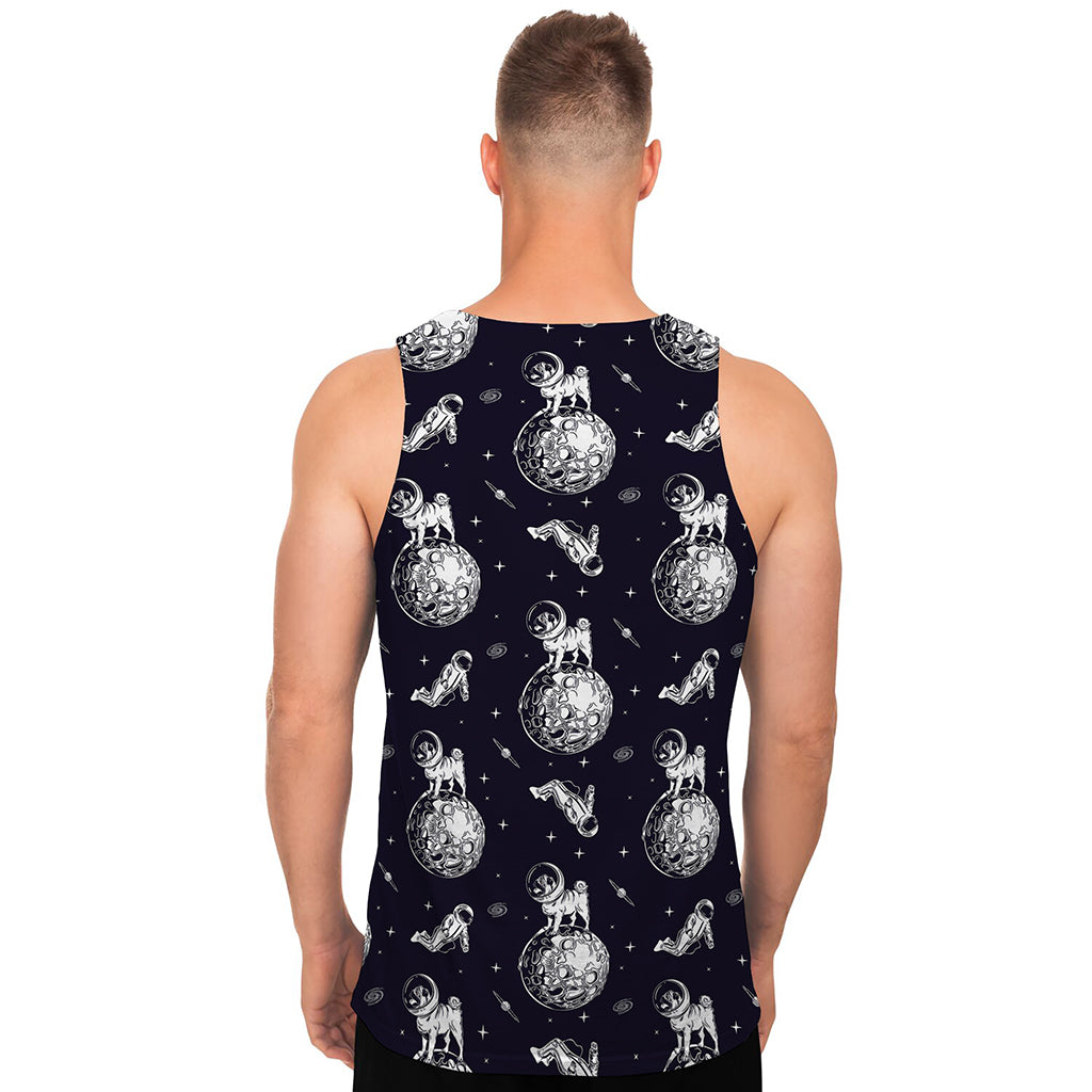 Astronaut Pug In Space Pattern Print Men's Tank Top