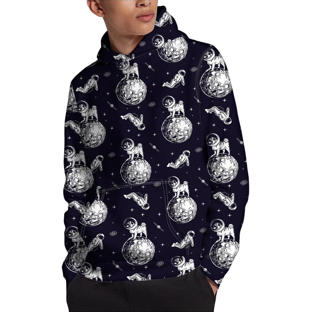 Astronaut Pug In Space Pattern Print Pullover Hoodie