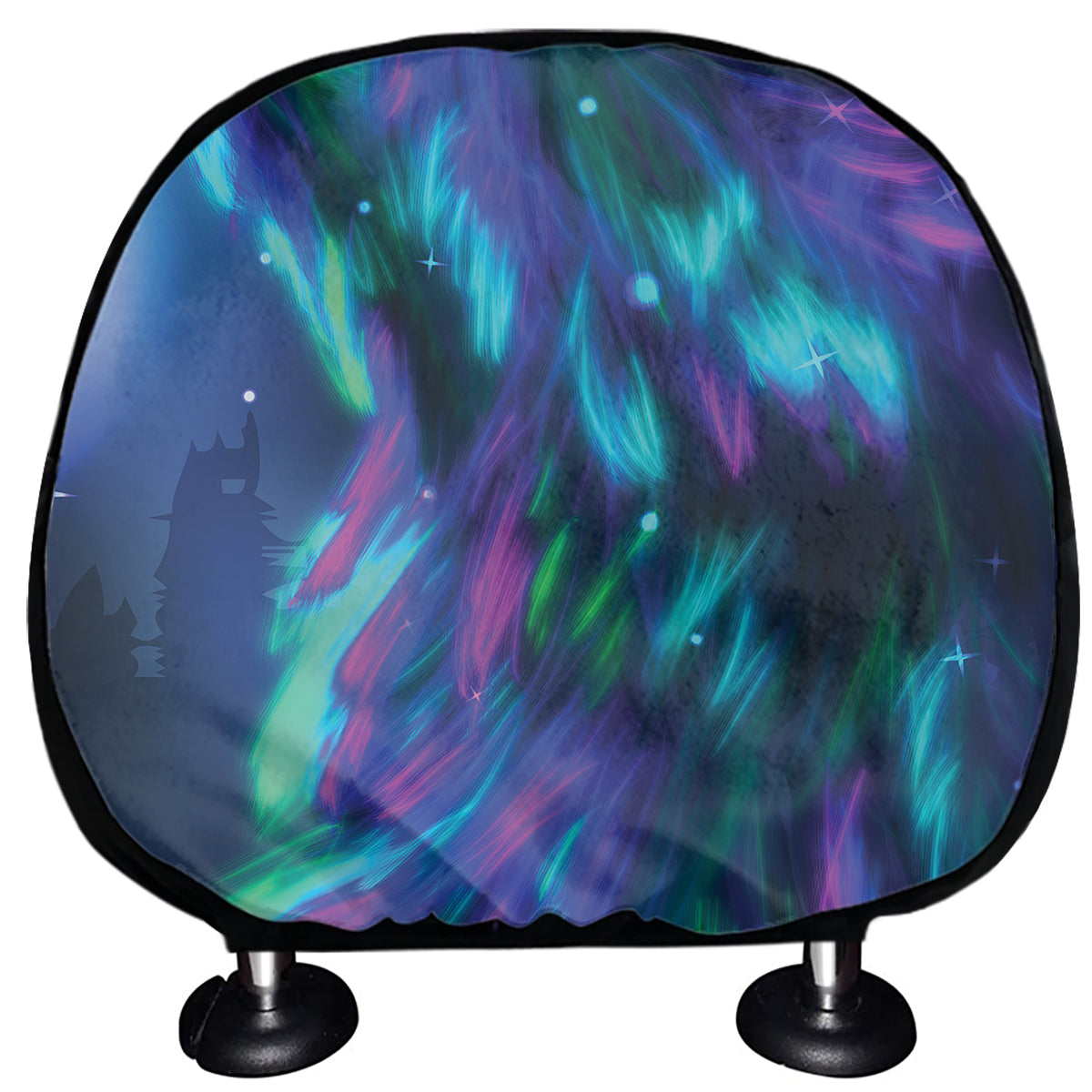 Aurora Howling Wolf Spirit Print Car Headrest Covers