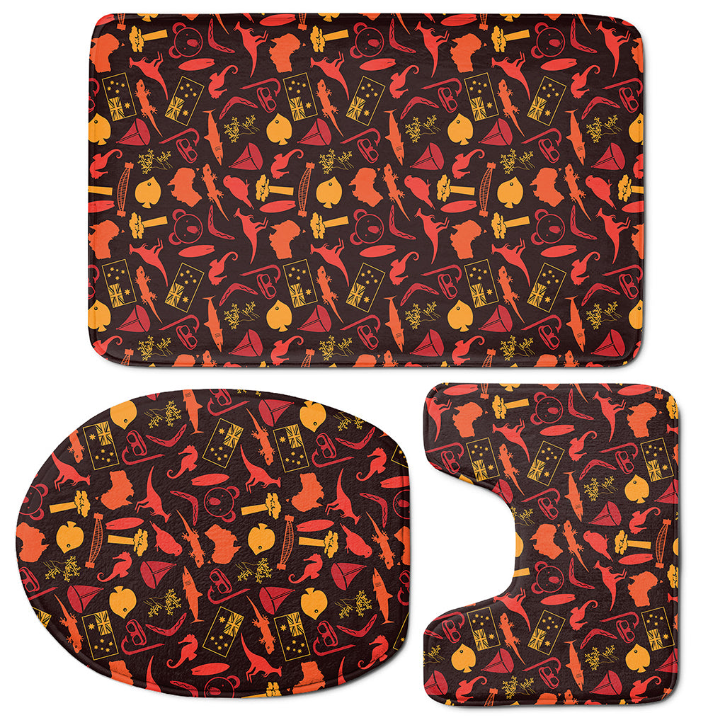 Australia Country Pattern Print 3 Piece Bath Mat Set