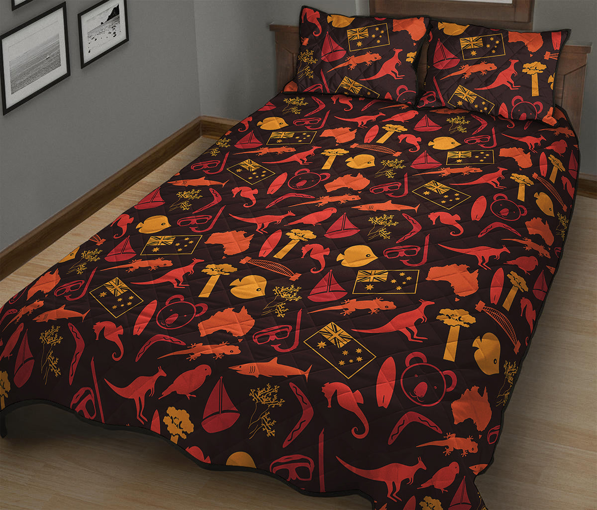 Australia Country Pattern Print Quilt Bed Set