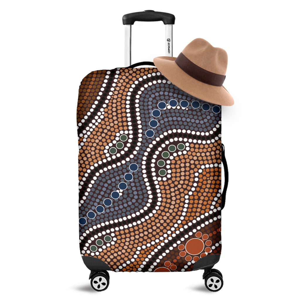 Australia River Aboriginal Dot Print Luggage Cover