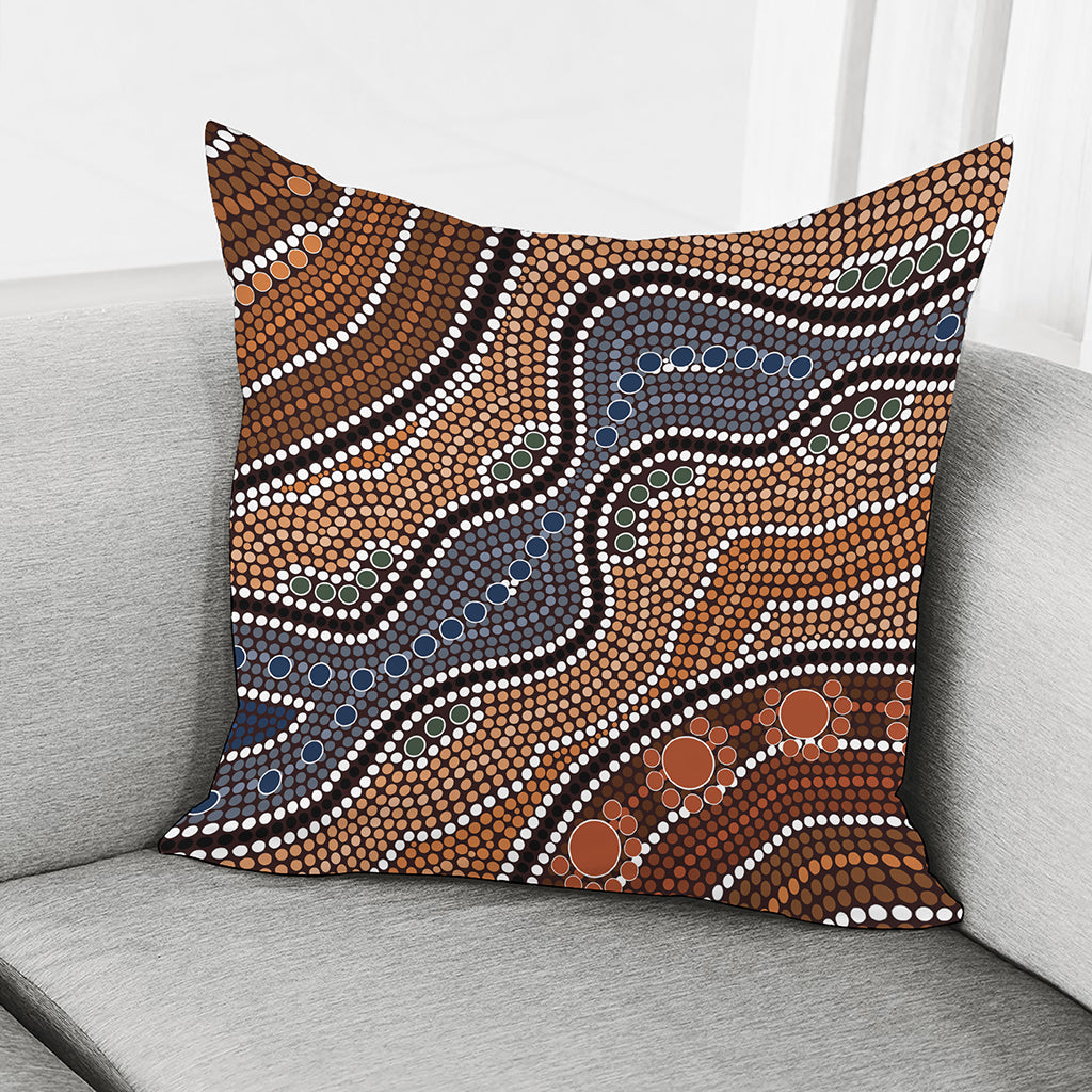 Australia River Aboriginal Dot Print Pillow Cover