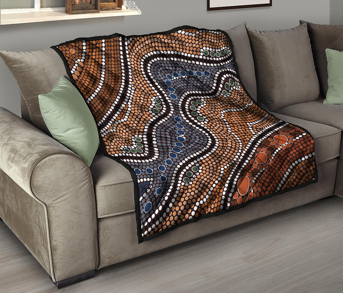 Australia River Aboriginal Dot Print Quilt