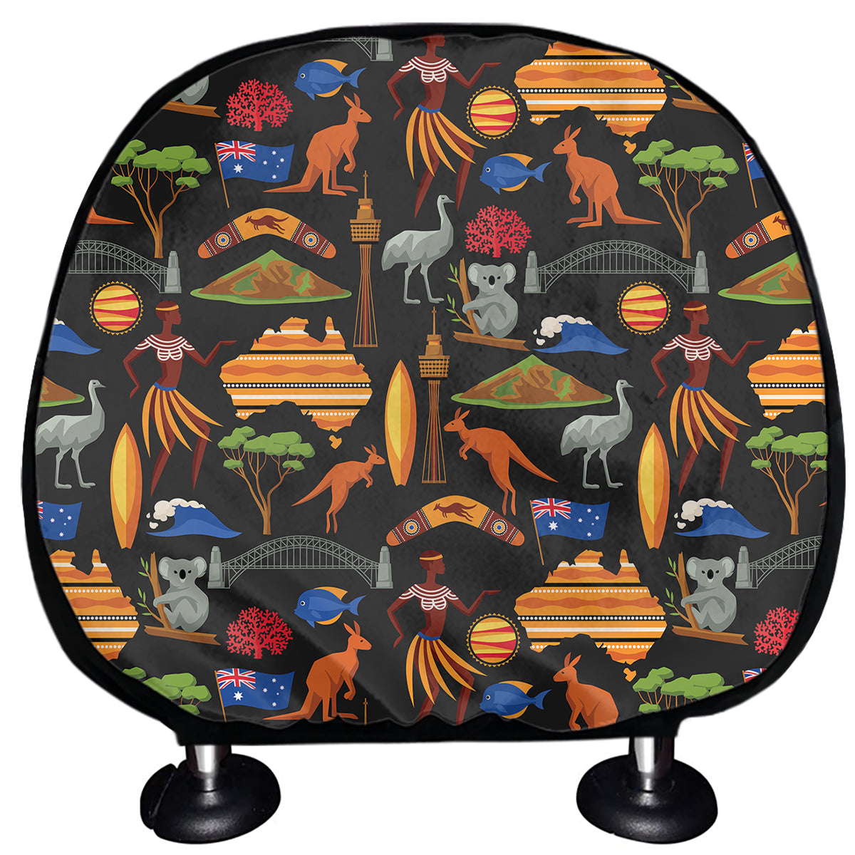 Australia Symbols Pattern Print Car Headrest Covers