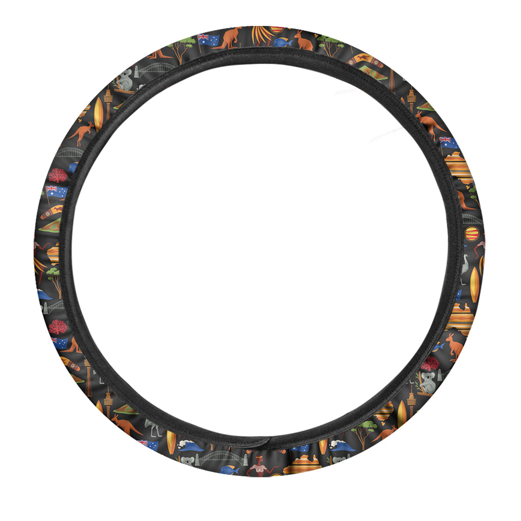 Australia Symbols Pattern Print Car Steering Wheel Cover