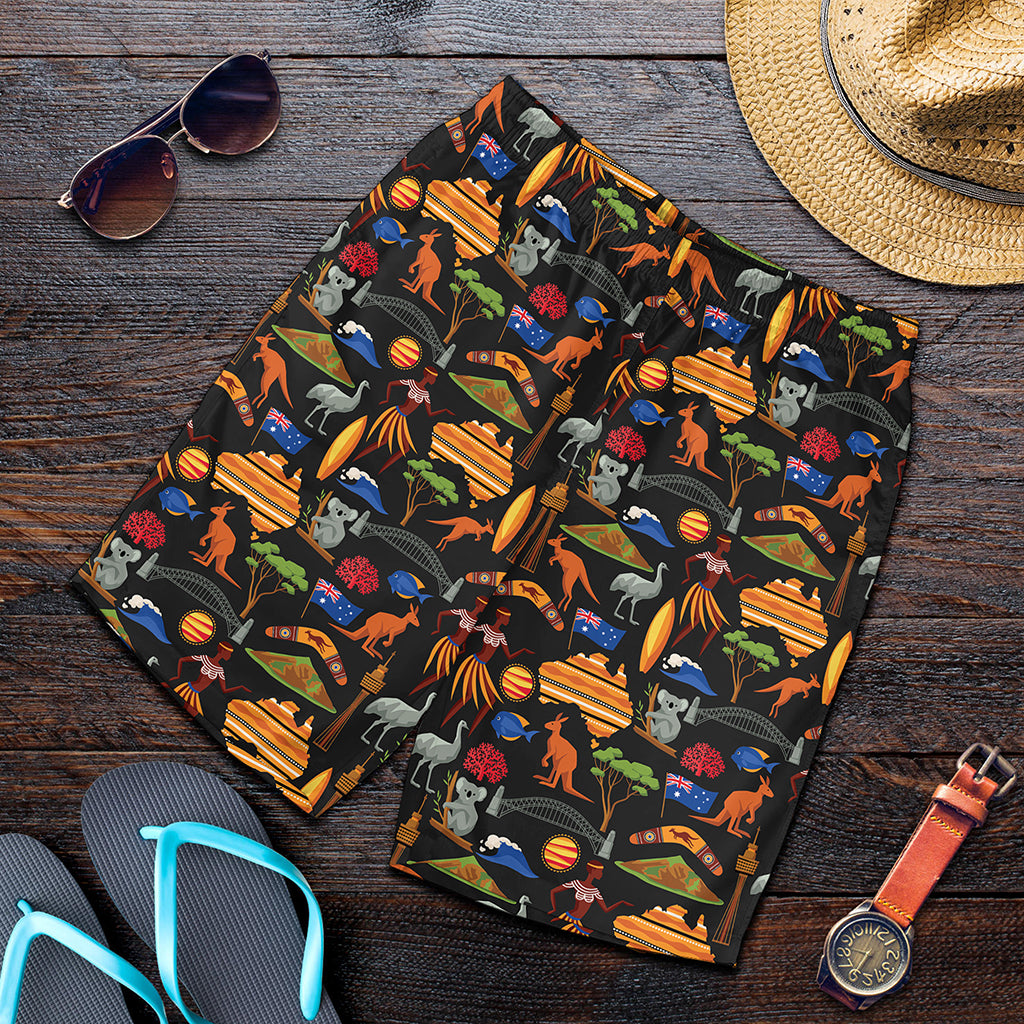 Australia Symbols Pattern Print Men's Shorts