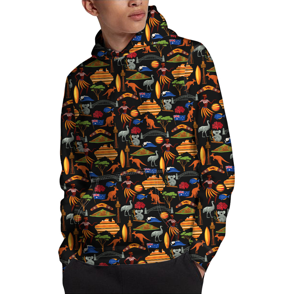 Australia Symbols Pattern Print Pullover Hoodie