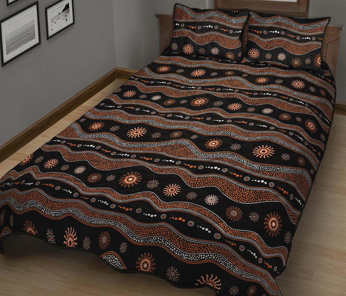 Australian Aboriginal Art Pattern Print Quilt Bed Set