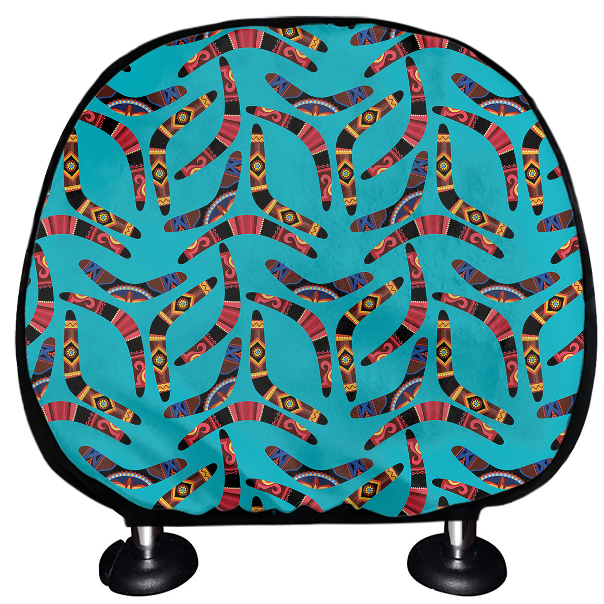 Australian Aboriginal Boomerang Print Car Headrest Covers
