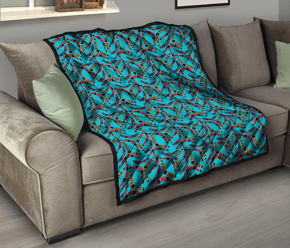 Australian Aboriginal Boomerang Print Quilt
