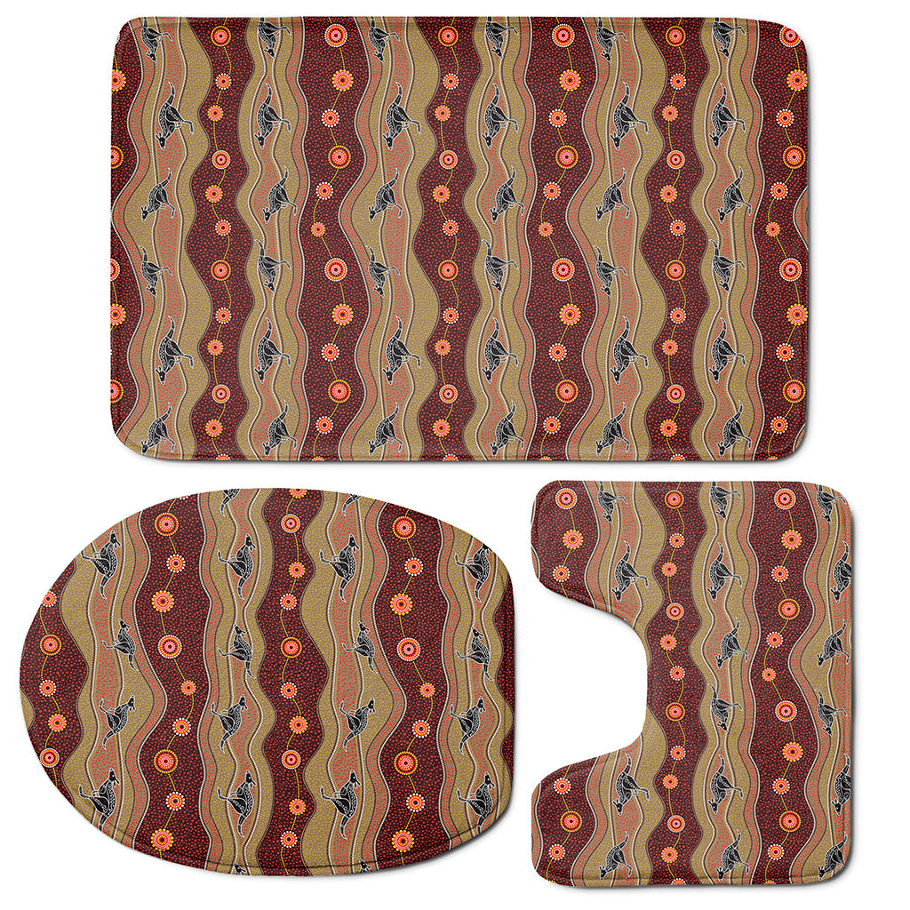 Australian Aboriginal Kangaroo Print 3 Piece Bath Mat Set