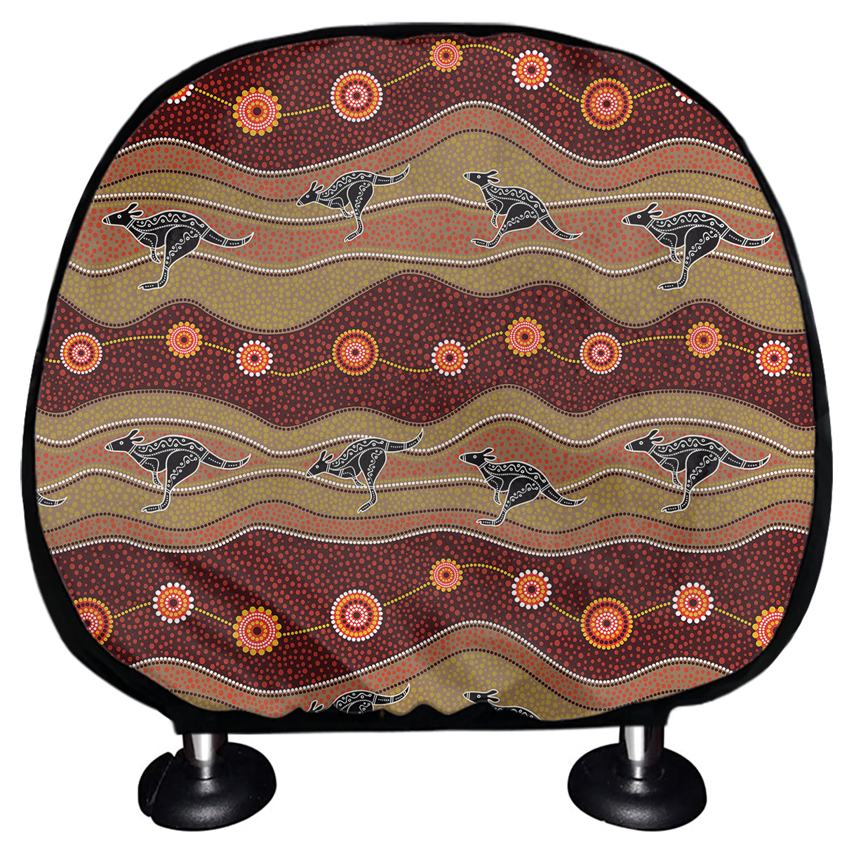 Australian Aboriginal Kangaroo Print Car Headrest Covers
