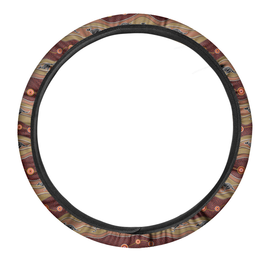 Australian Aboriginal Kangaroo Print Car Steering Wheel Cover