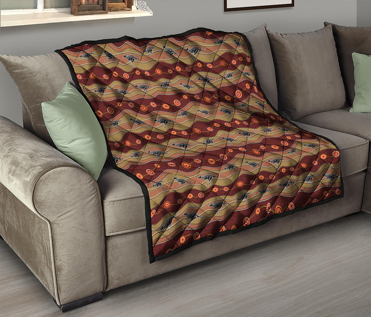 Australian Aboriginal Kangaroo Print Quilt