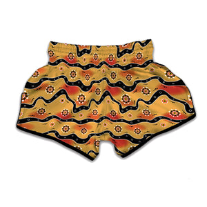 Australian Aboriginal Pattern Print Muay Thai Boxing Shorts