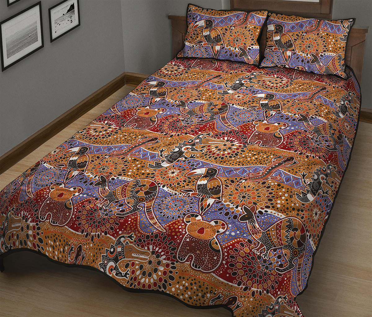 Australian Animals Pattern Print Quilt Bed Set