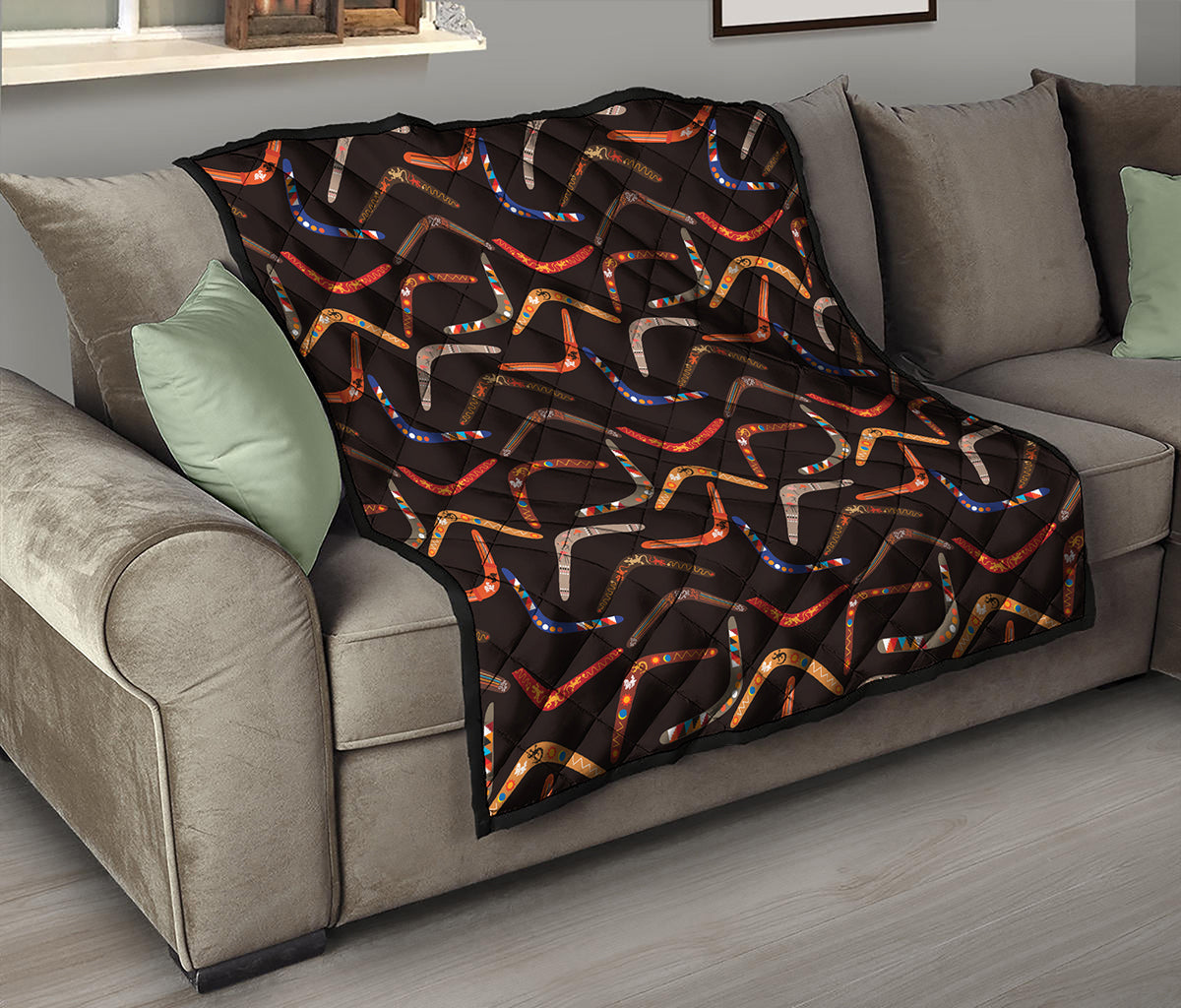 Australian Boomerang Pattern Print Quilt