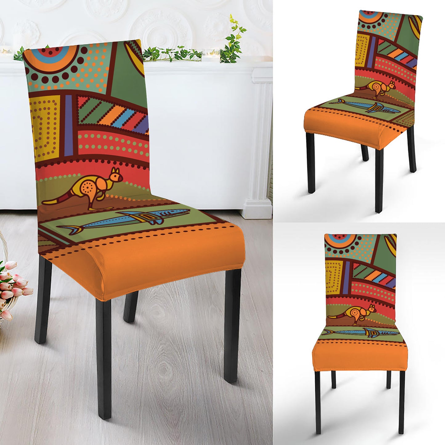 Australian Ethnic Pattern Print Dining Chair Slipcover