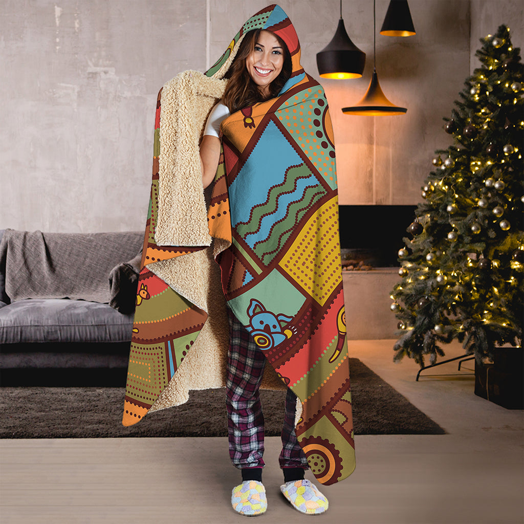 Australian Ethnic Pattern Print Hooded Blanket
