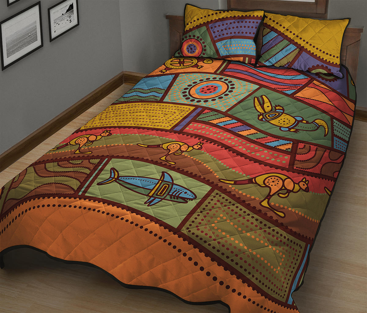 Australian Ethnic Pattern Print Quilt Bed Set