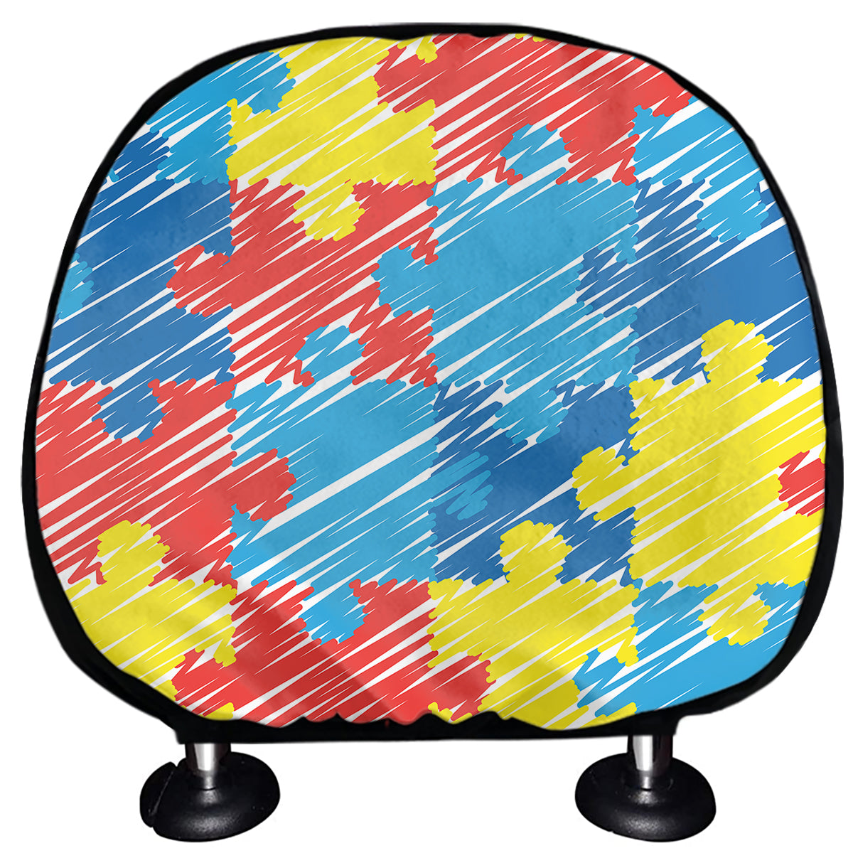 Autism Awareness Drawing Puzzle Print Car Headrest Covers