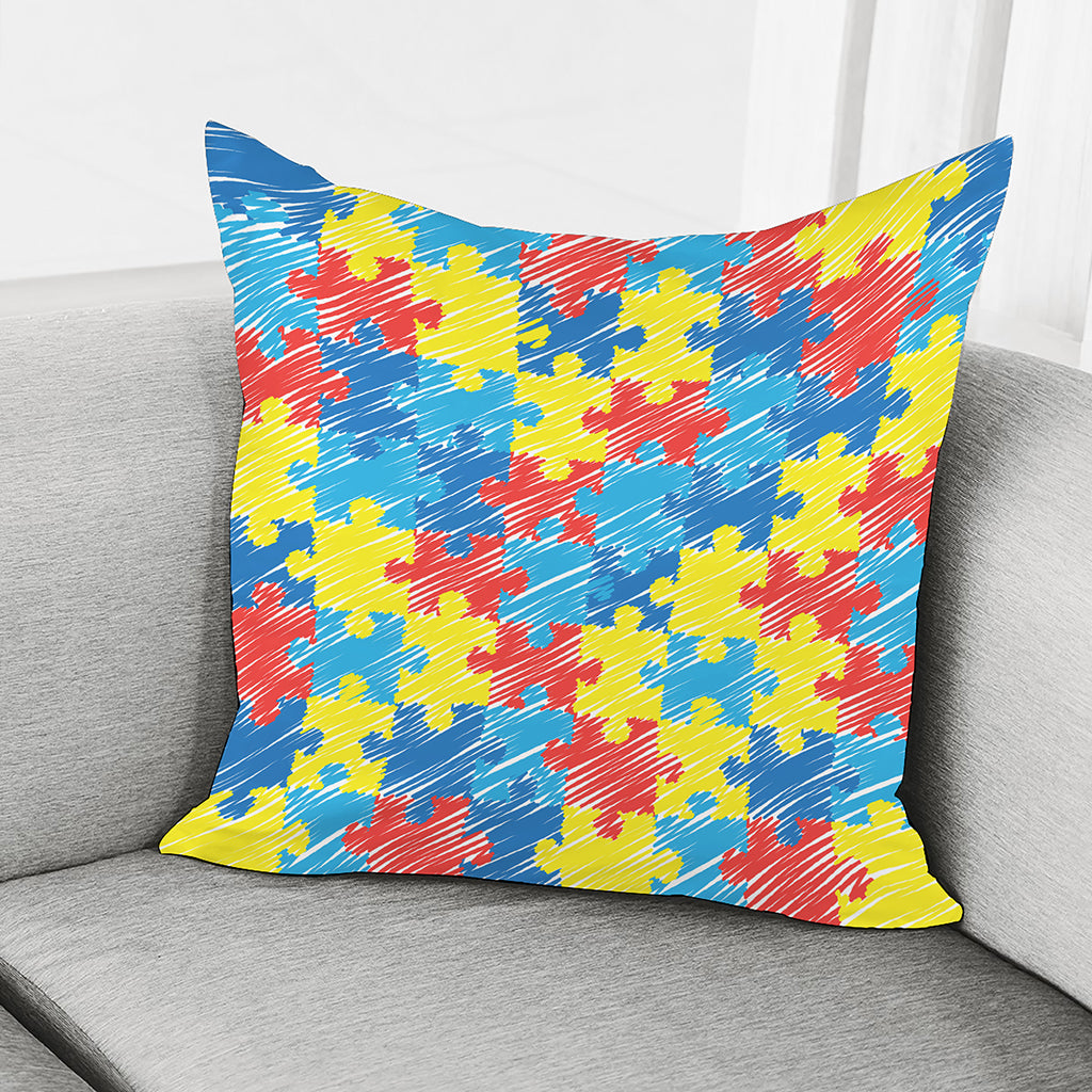 Autism Awareness Drawing Puzzle Print Pillow Cover