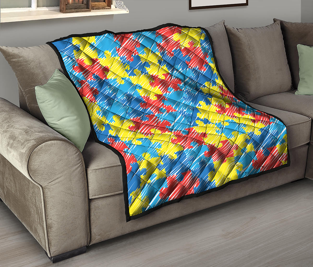 Autism Awareness Drawing Puzzle Print Quilt