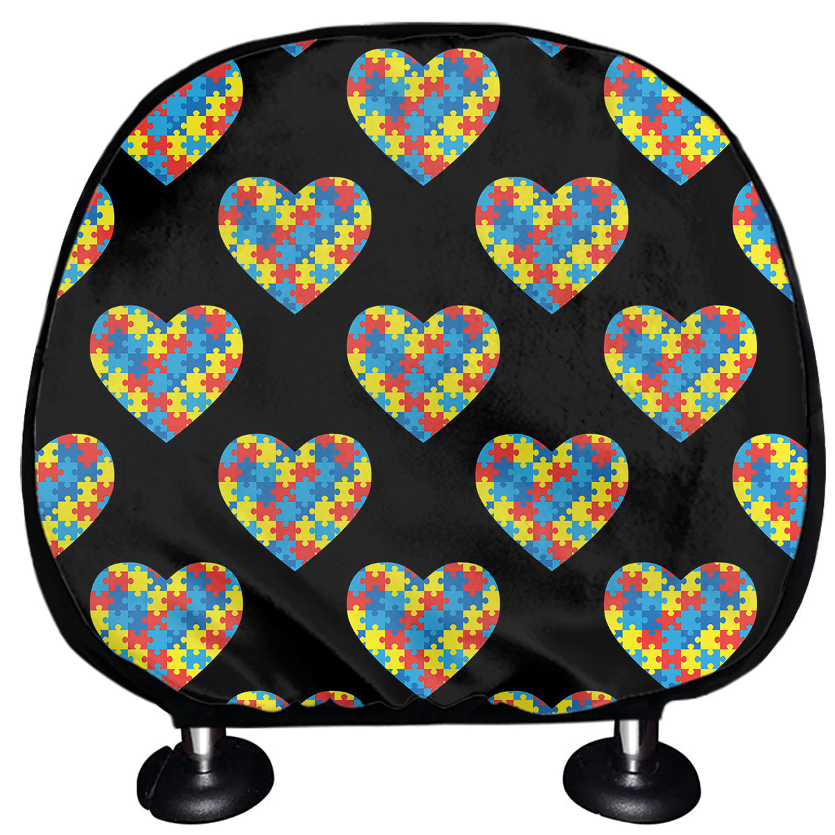 Autism Awareness Heart Pattern Print Car Headrest Covers