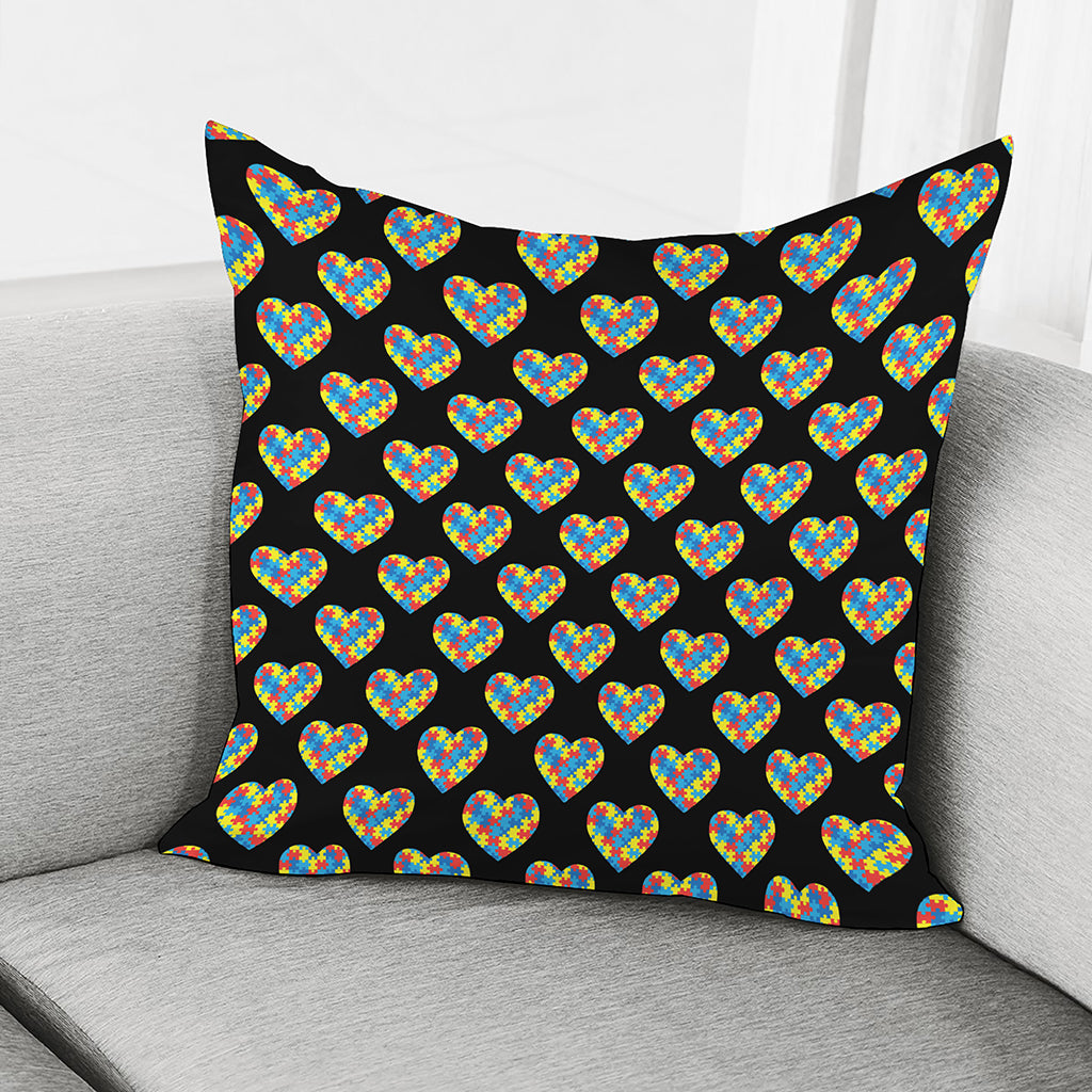Autism Awareness Heart Pattern Print Pillow Cover