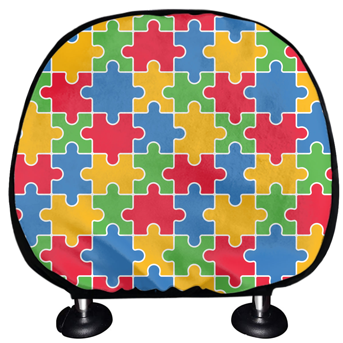 Autism Awareness Jigsaw Pattern Print Car Headrest Covers