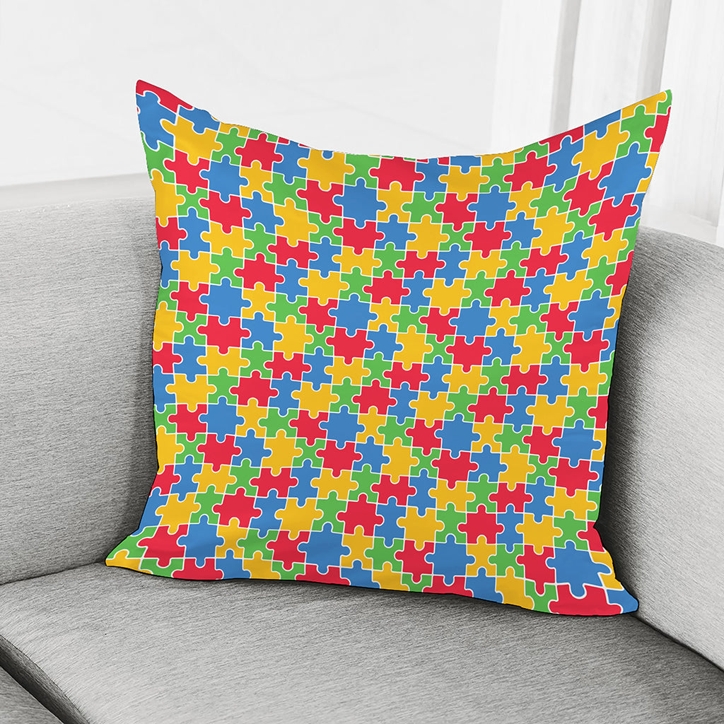 Autism Awareness Jigsaw Pattern Print Pillow Cover